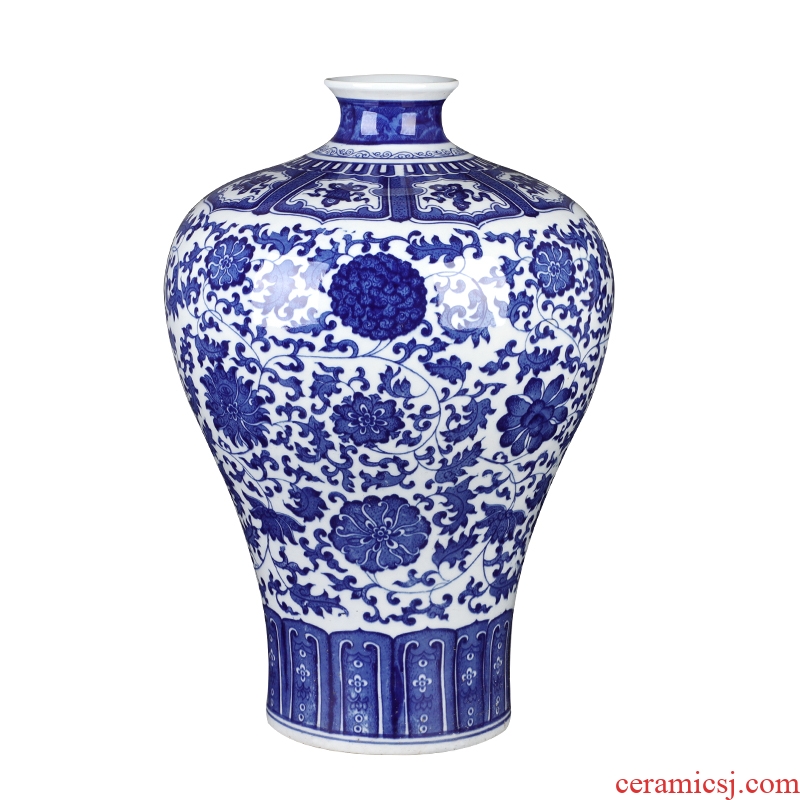 Jingdezhen ceramic phase of archaize sitting room of Chinese style household large blue and white porcelain vase illustration handicraft mei bottles of TV ark