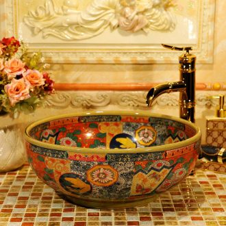 Round the stage basin ceramic art basin of continental retro pattern basin basin lavatory toilet hand basin