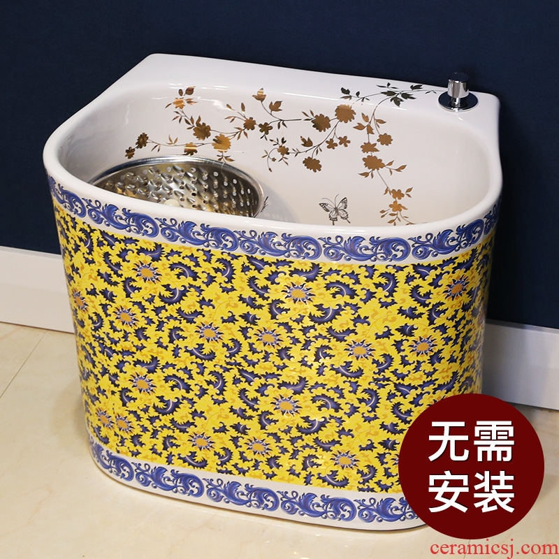 Million birds ceramic mop mop pool household balcony toilet small basket wash mop pool mop basin drop much money