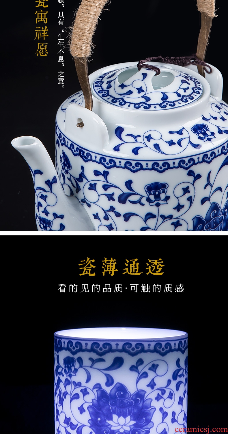 Jingdezhen ceramic teapot cool household girder kettle pot teapot high-capacity old large cold suit kettle