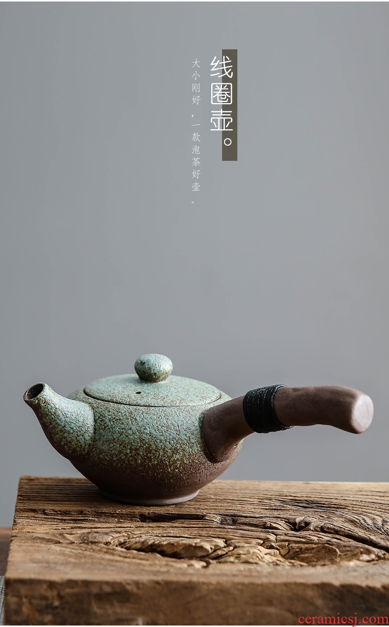 Bo yiu Japanese coarse pottery kung fu tea set a pot of four cups of household ceramic portable travel crack cup teapot