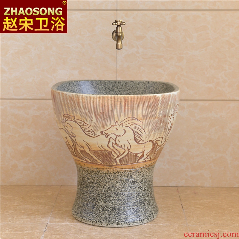 Northern wind restoring ancient ways of song dynasty conjoined mop pool bathroom ceramic mop basin outdoor balcony mop pool square