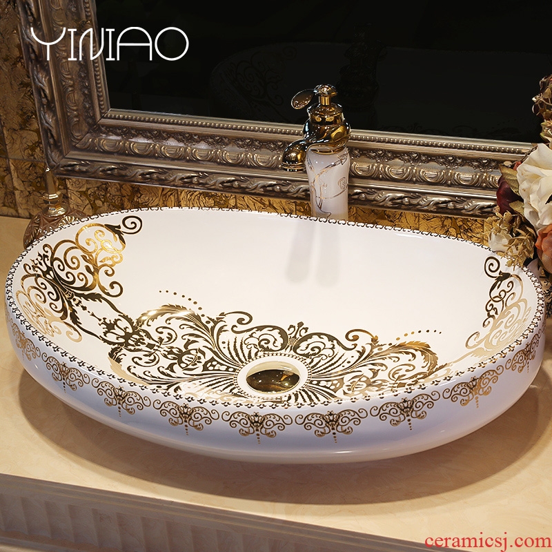 Million birds ceramic art basin on its oval European toilet lavatory basin that wash a face to wash your hands of household balcony