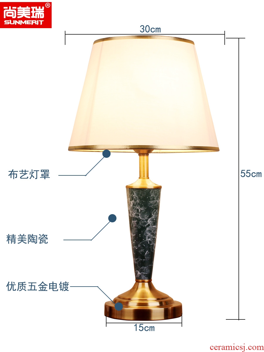 American contracted lamp light ceramic marble of bedroom the head of a bed hotel apartment room decorative cloth embroidery