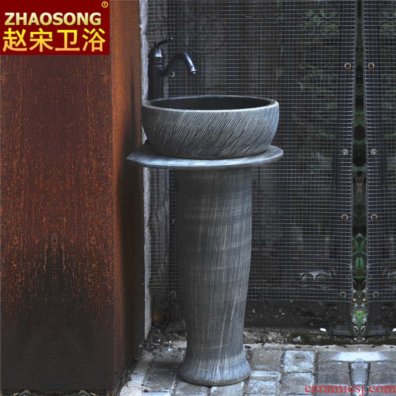 Floor type restoring ancient ways of song dynasty porcelain pillar lavabo toilet lavatory basin of wash one outdoor balcony