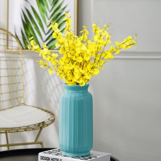 Contemporary and contracted ceramic living room TV ark floral decoration blue vase dried flowers Nordic home decoration