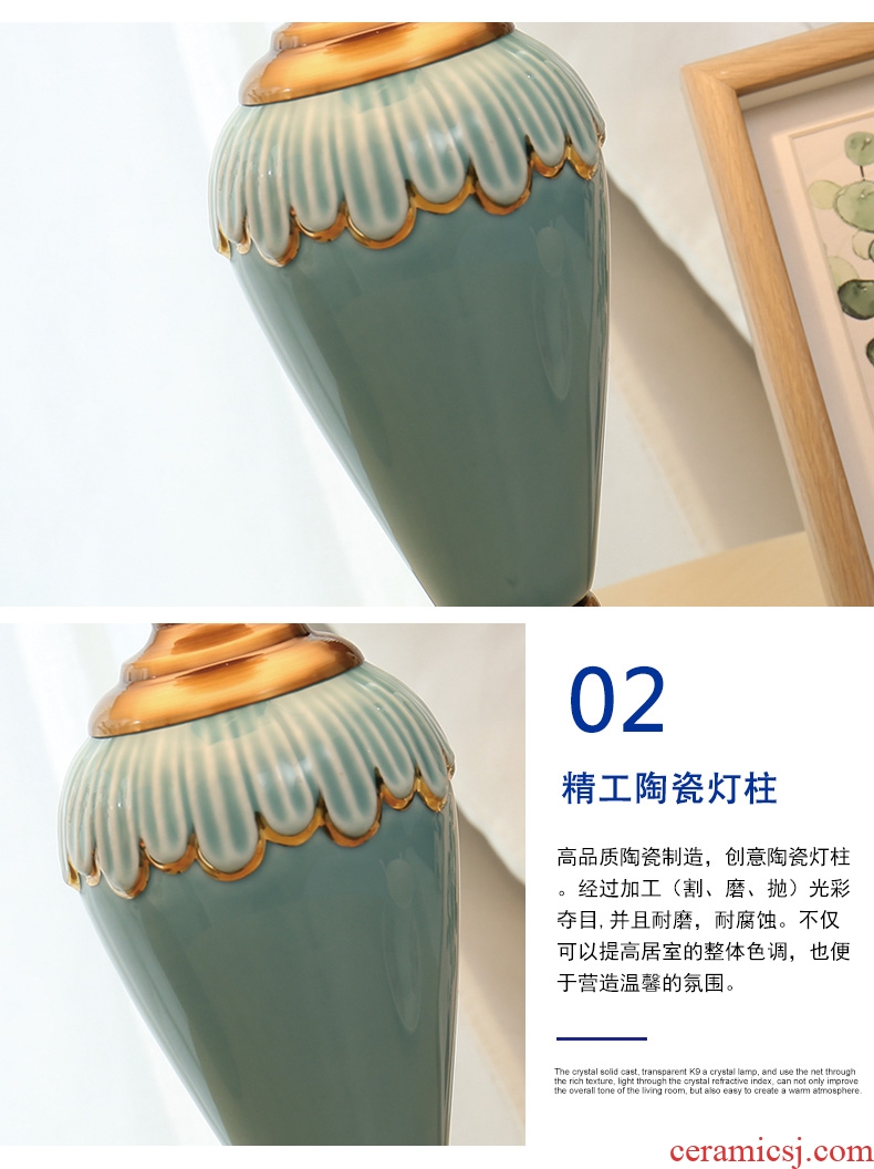 American ceramic desk lamp sweet romance contracted and contemporary sitting room of bedroom the head of a bed the study personality remote wedding decoration