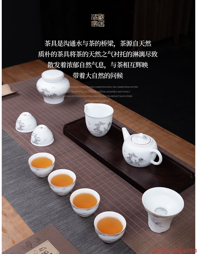 Blower, jingdezhen ceramic kung fu tea set household whole Chinese teapot tea cups and a cup of tea pot