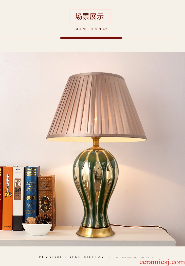 American desk lamp ceramic decoration lamp modern Chinese style simple atmospheric creative living room bedroom lamps and lanterns of the head of a bed