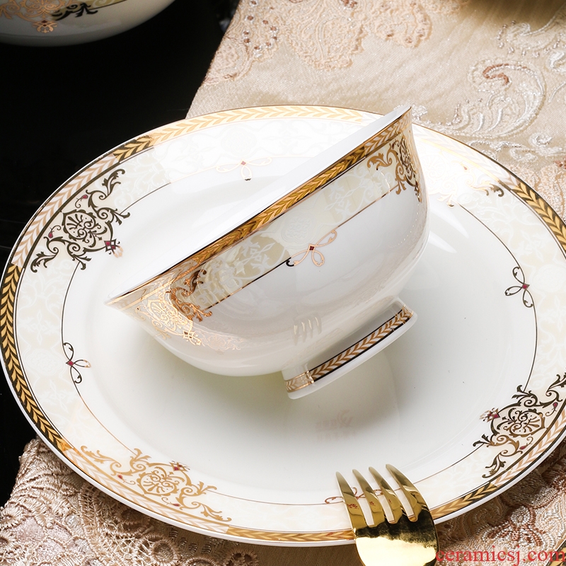 High-grade bone China tableware suit household jingdezhen ceramic plate dishes home european-style combination gift set