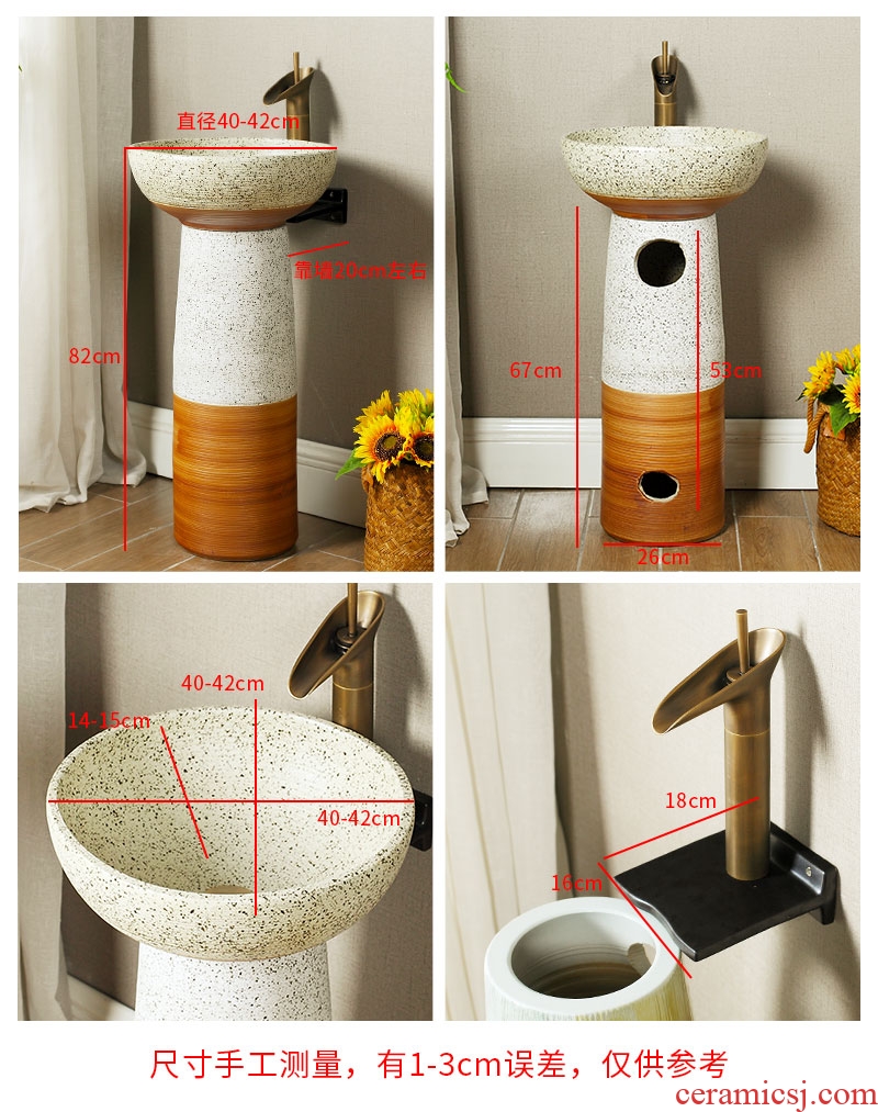 Basin of wash one one small balcony ceramic basin of pillar type lavatory toilet column vertical floor type household
