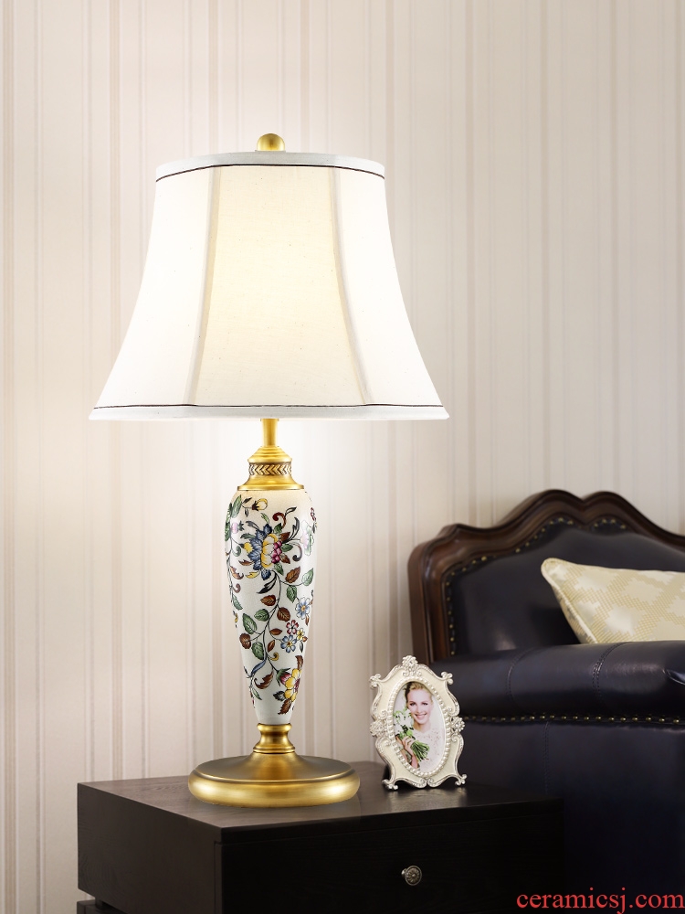 American ceramic desk lamp elegant rural art deco contemporary and contracted hand-painted all copper lamps and lanterns of the sitting room the bedroom of the head of a bed