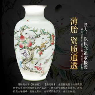 Jingdezhen ceramics enamel vase thin foetus pervious to light the colour vase vases, rich ancient frame porch decorate furnishing articles