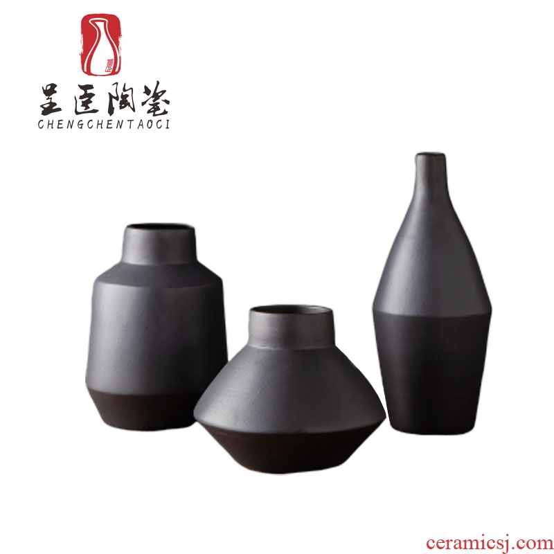Black flower arranging furnishing articles of contemporary sitting room is contracted decorative dried flower vases, jingdezhen ceramic vase zen study