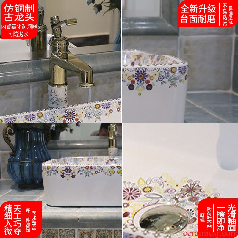 JingWeiTai basin to jingdezhen ceramics on the stage of the basin that wash a face square sink basin all nations garden art
