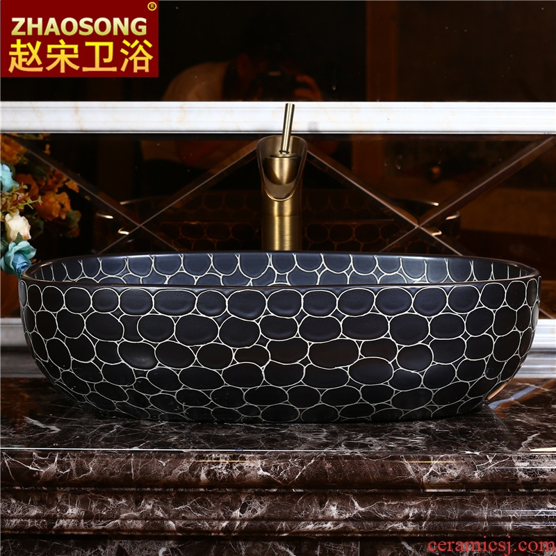 Basin of Chinese style restoring ancient ways of song dynasty ceramics on elliptic toilet lavabo stage basin balcony sink to wash your hands