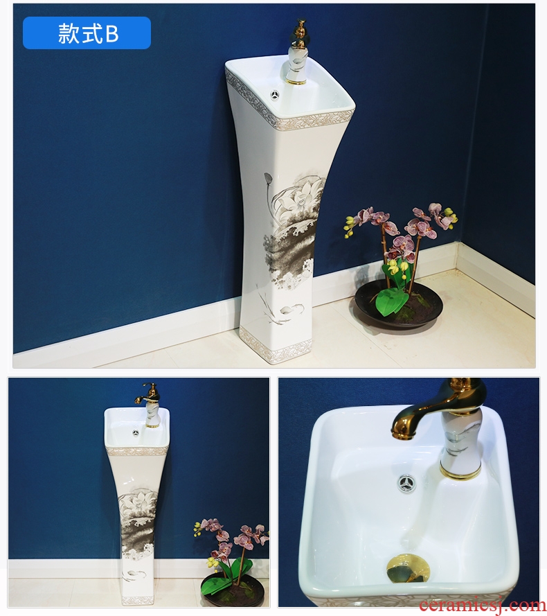 Ceramic basin of pillar type lavatory retro art basin outdoor pillar one floor toilet lavabo