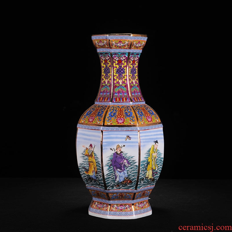 Jingdezhen ceramics high-grade imitation antique vase enamel powder enamel craft porcelain decorative furnishing articles