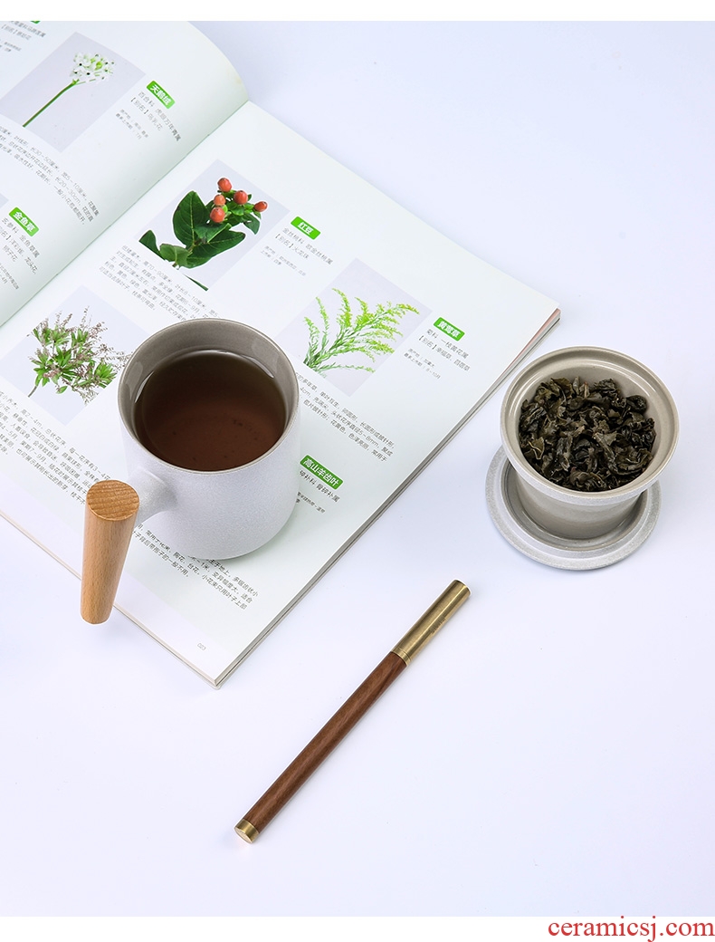 Ceramic filter cups tea cup office cup home mark cup with cover spoon separation glass tea cup customization