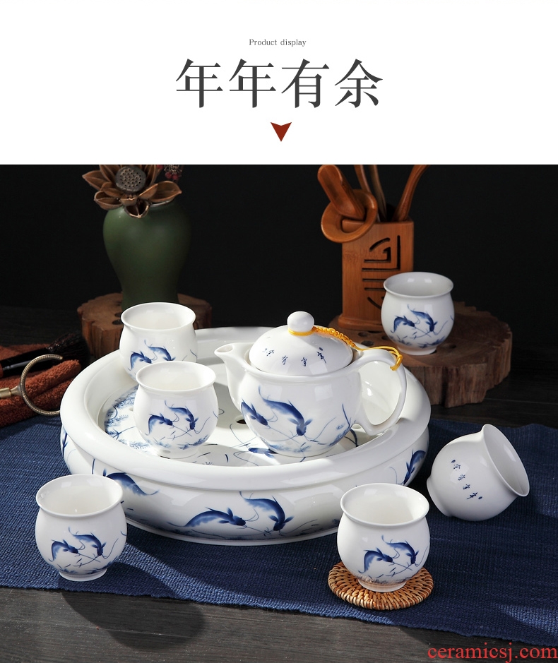 DH kung fu tea sets tea tea tray household contracted and contemporary jingdezhen ceramics is increasing in the teapot tea office