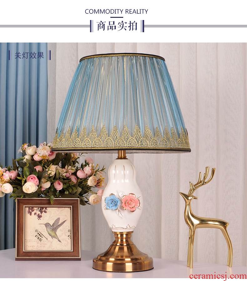 Decorate desk lamp of bedroom the head of a bed the sitting room is contemporary and contracted remote American ceramic creative personality warm light sweet romance