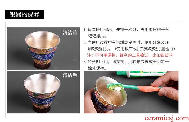 Chrysanthemum patterns handmade enamel coppering.as silver tureen kung fu tea bowl of ceramic cups of household
