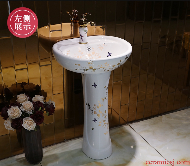 Jingdezhen ceramic art basin balcony column type lavatory floor toilet lavabo, the post
