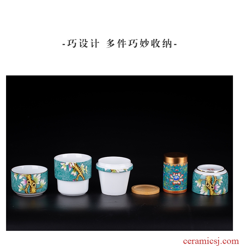 , pick flowers crack cup a pot of two cups of jingdezhen travel portable hand grasp pot of kung fu tea set office