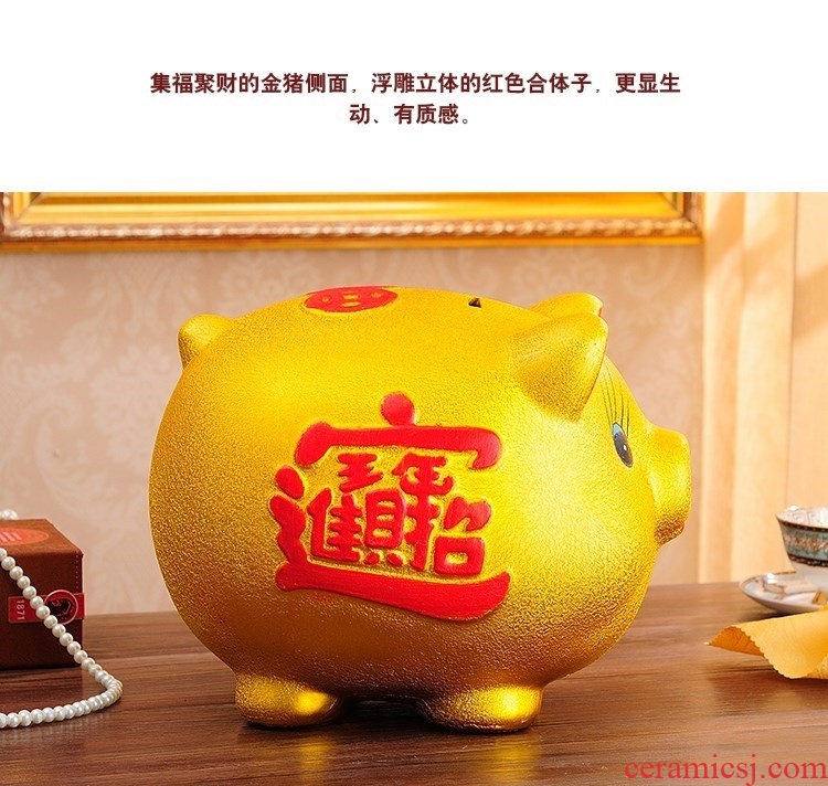 Piggy bank save money piggy bank can one-time aureate ceramic pig little golden pig and large capacity not large household