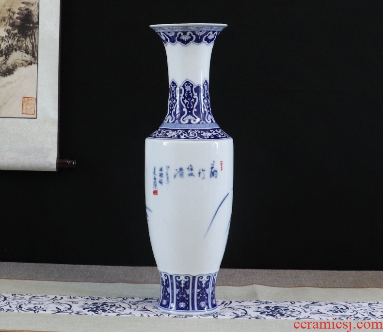 Be born blue and white porcelain vases, jingdezhen ceramics furnishing articles sitting room dry flower arranging flowers hand-painted decorative handicrafts