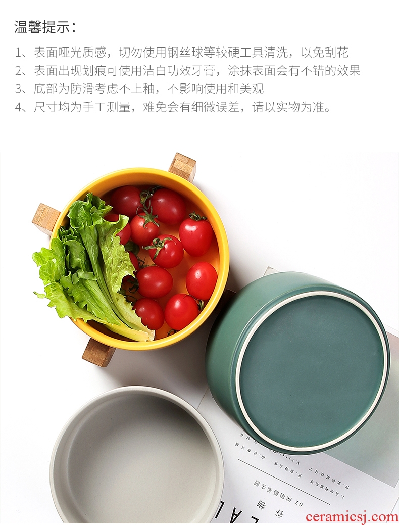 Nordic ceramic salad bowl, creative household contracted web celebrity ins tableware and the single large rainbow noodle bowl bowl soup bowl