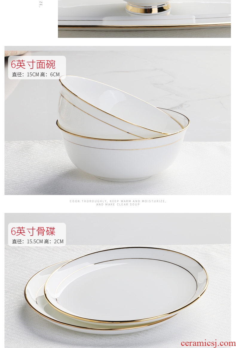 Nordic bone China, western food web celebrity tableware bowls plates sets creative household light jingdezhen European high-grade luxury plate