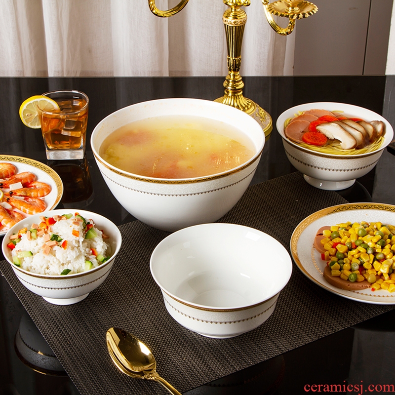Dishes suit creative household single rice bowls jingdezhen ceramic bowl contracted Europe type phnom penh bone porcelain tableware