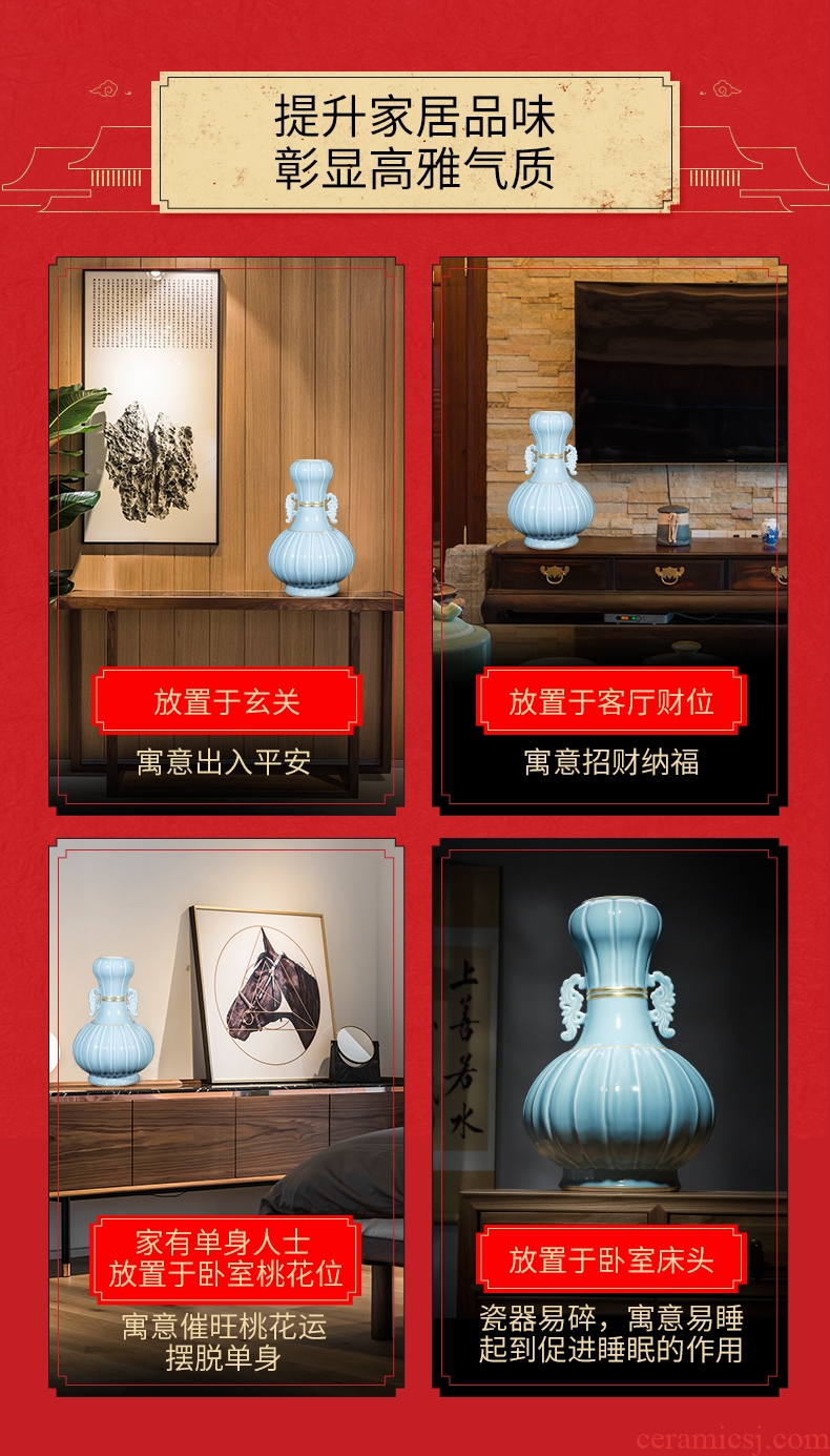 Better sealed kiln porcelain of jingdezhen ceramic big vase garlic furnishing articles blue bottle of home sitting room archaize porcelain ornaments