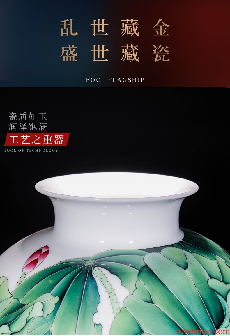 Jingdezhen ceramics hand-painted pastel yuanyang ground flower arranging large vases, new Chinese style decorates sitting room household furnishing articles