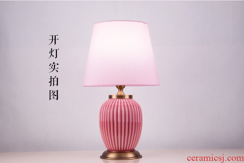 Light luxury american-style lamp ceramic decoration art designer pure color contemporary and contracted sitting room bedroom lamps and lanterns of the head of a bed