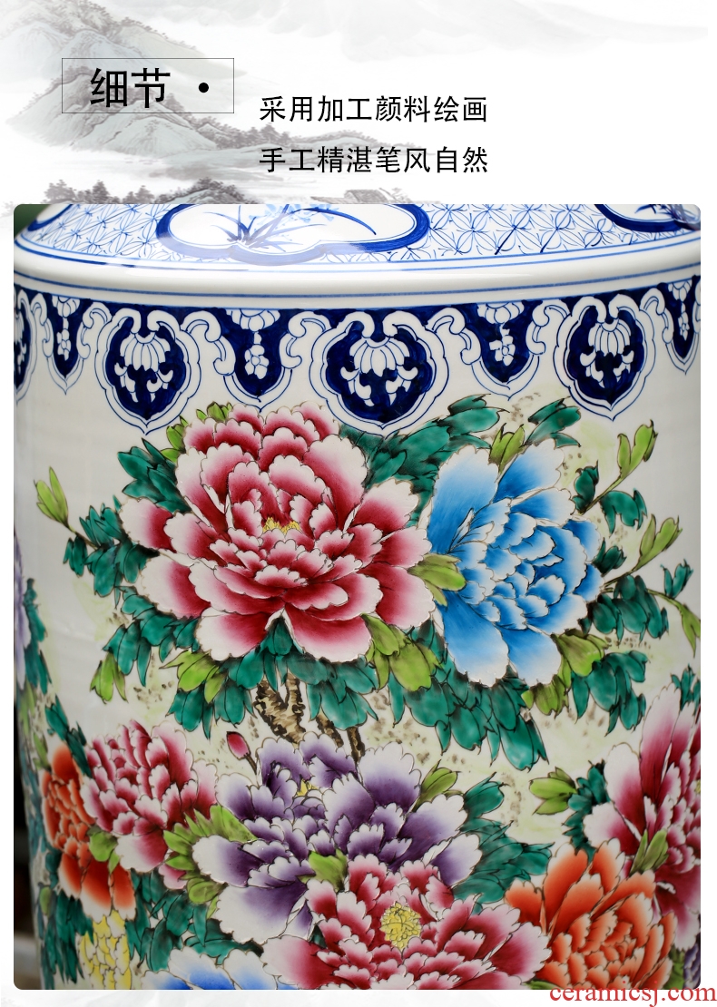 New classical jingdezhen ceramic vase drop device of large sitting room large peony flowers prosperous hotel gift furnishing articles