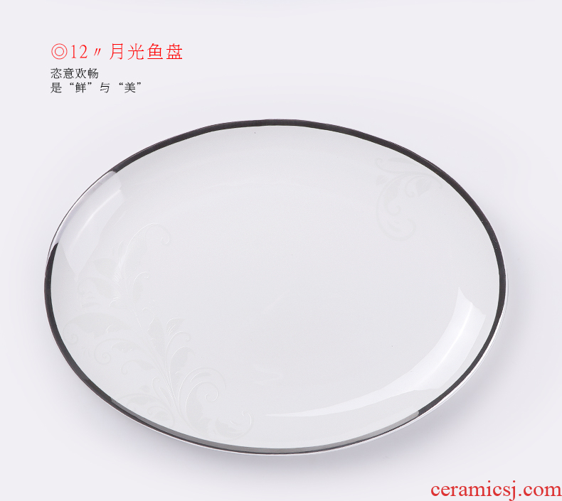 European dishes suit ceramic home dishes bone porcelain tableware suit jingdezhen contracted bowl chopsticks sets her obsidian