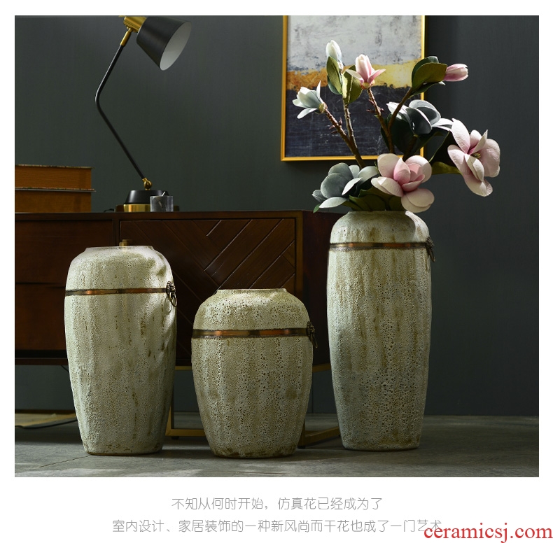 Clever jingdezhen simulation of large vase suit sitting room TV cabinet ceramic pottery flower arranging restoring ancient ways furnishing articles