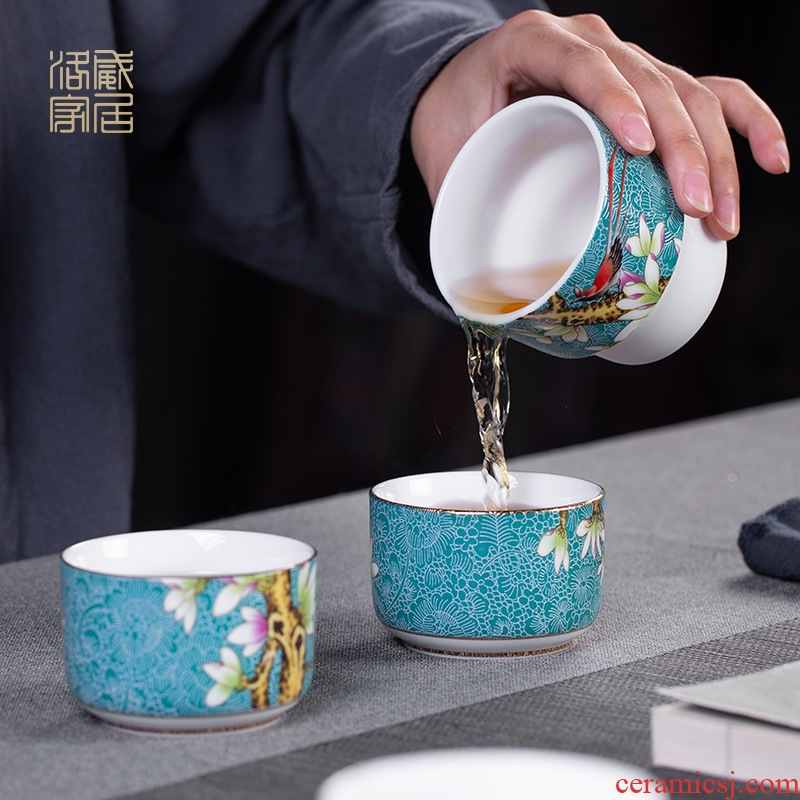 , pick flowers crack cup a pot of two cups of jingdezhen travel portable hand grasp pot of kung fu tea set office