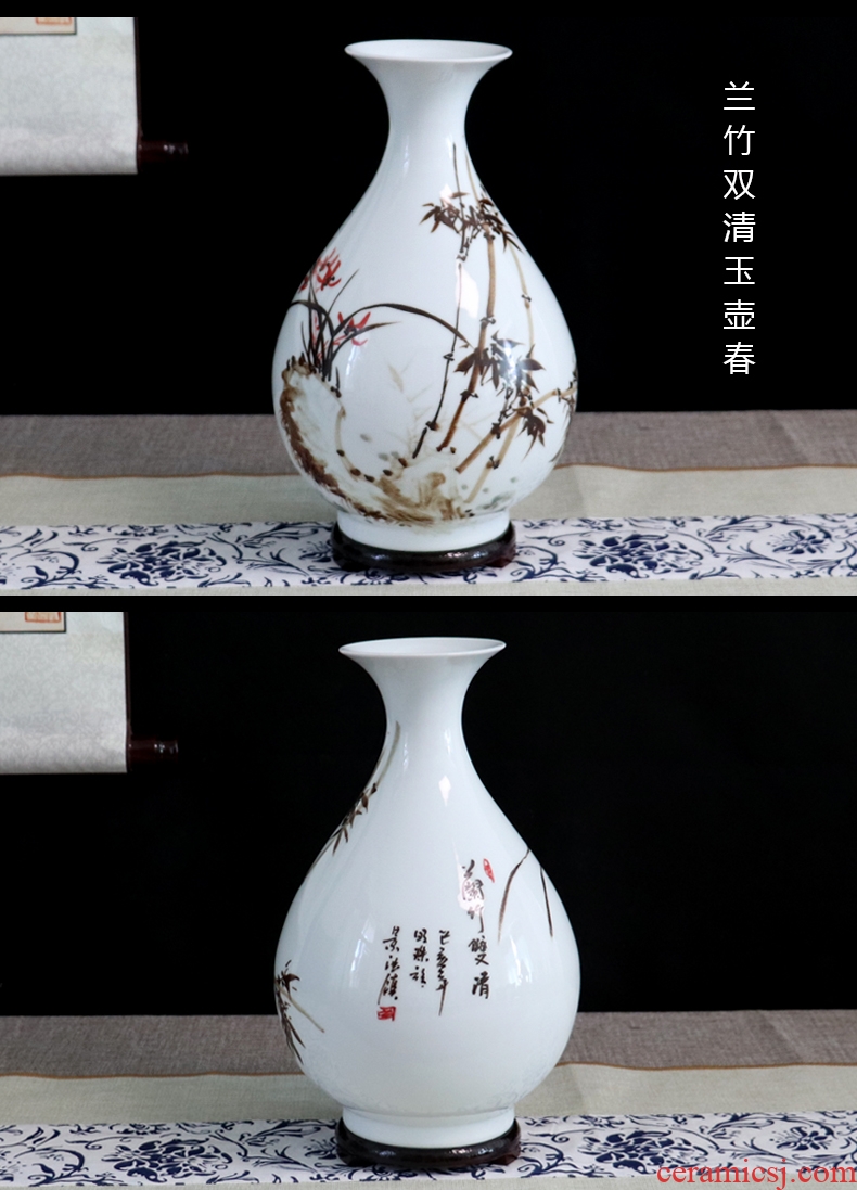 Chinese jingdezhen hand-painted ceramics vase furnishing articles dried flower arranging flowers home sitting room adornment handmade crafts