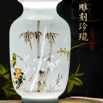 Jingdezhen ceramics hand-painted flower arranging porch sitting room of Chinese style household table decorations TV ark vase furnishing articles
