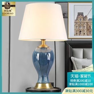 Europe type desk lamp lamp of bedroom the head of a bed creative American contracted household sweet romance adjustable warm light LED ceramic lamp