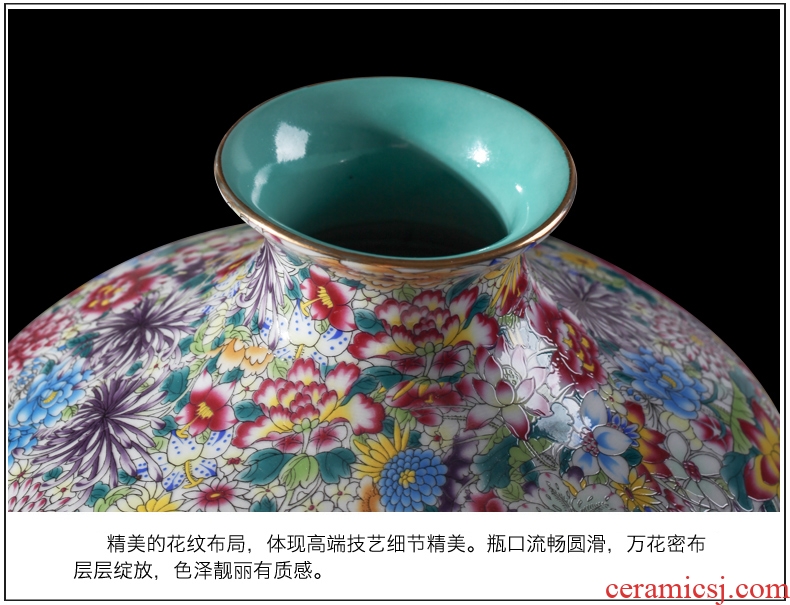 Jingdezhen ceramics pastel colored enamel vase manual powder enamel vase imitation antique porch decoration collection furnishing articles