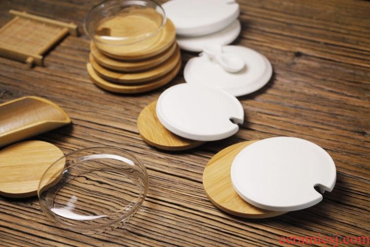 General mark cup lid thicken water bamboo lid cover glass lid large ceramic cups cover wood stamped with the grommet