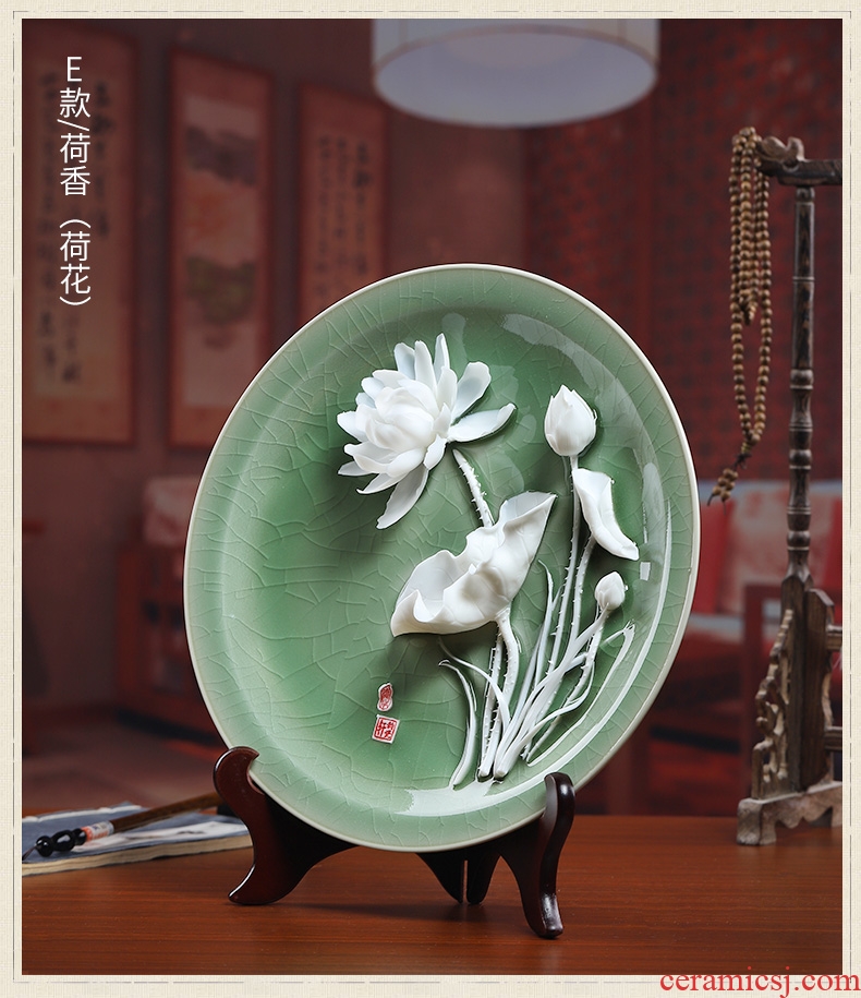 Oriental clay ceramic flowers 12 inches hang dish furnishing articles partition decoration/TV ark impressions of fluidity H31-01 a