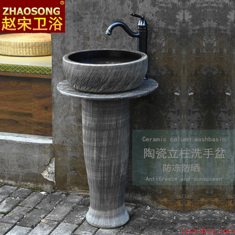 Floor type restoring ancient ways of song dynasty porcelain pillar lavabo toilet lavatory basin of wash one outdoor balcony