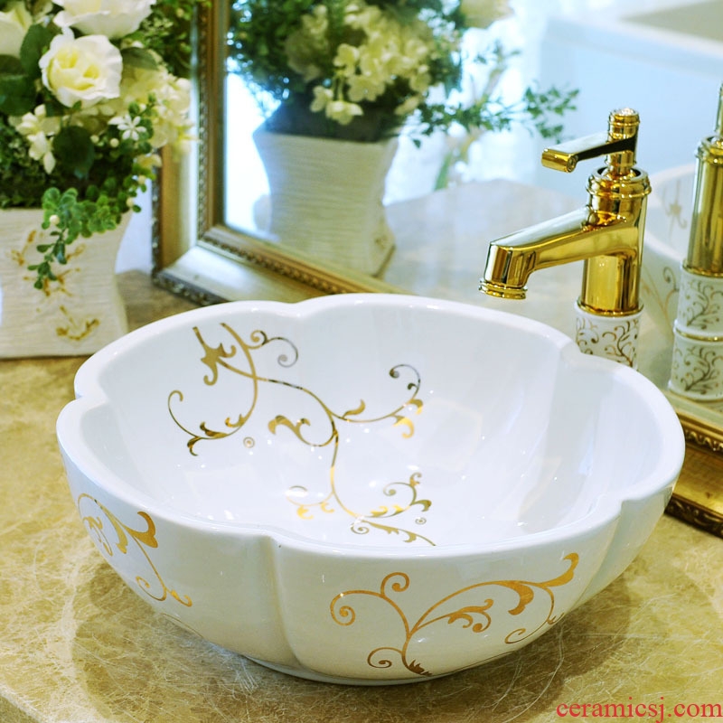 Package mail petals jingdezhen art basin modelling lavatory washbasins stage basin & ndash; Golden flower vine