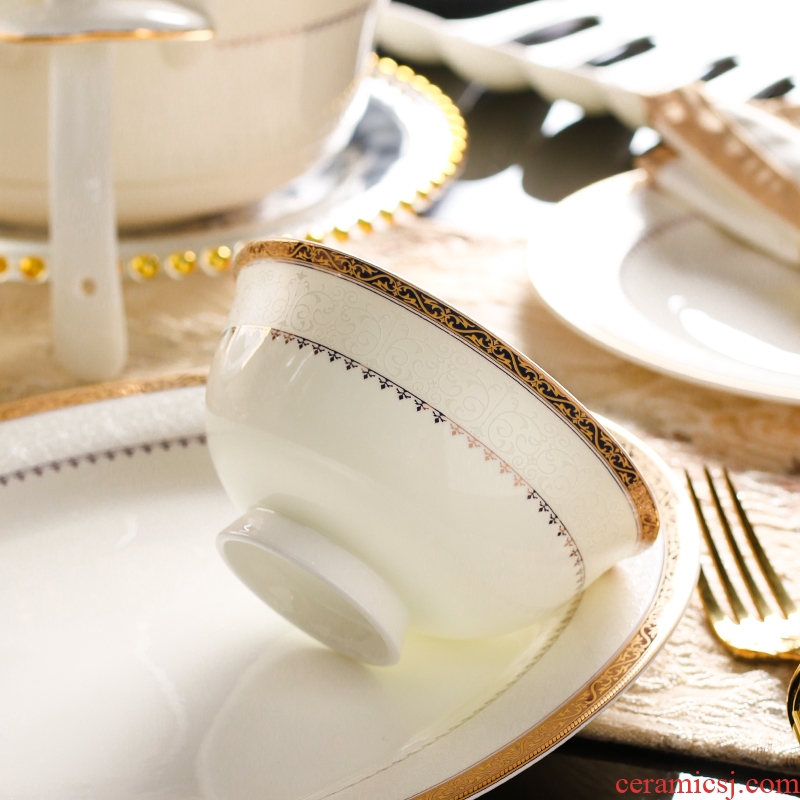 Jingdezhen ceramic creative dishes suit household european-style luxury bowl chopsticks tableware ceramics Nordic plate combination for dinner