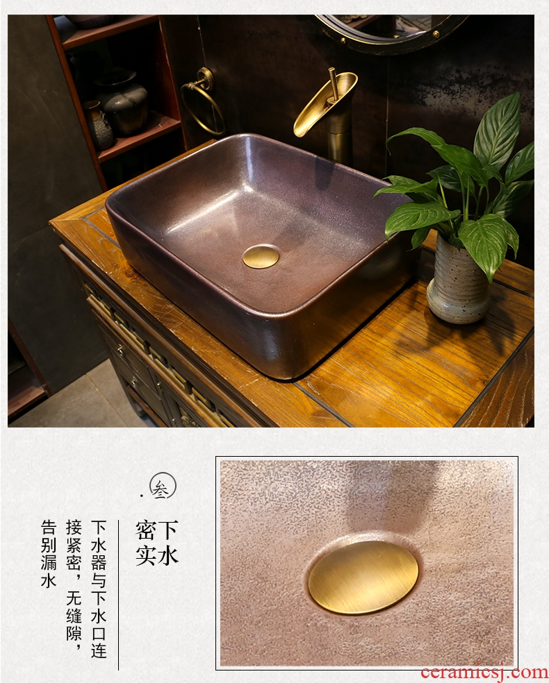Copper art stage basin rectangle European ceramic lavatory toilet lavabo sink basin